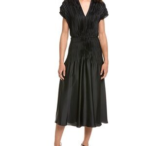 Vince Black Pleated Midi Dress
